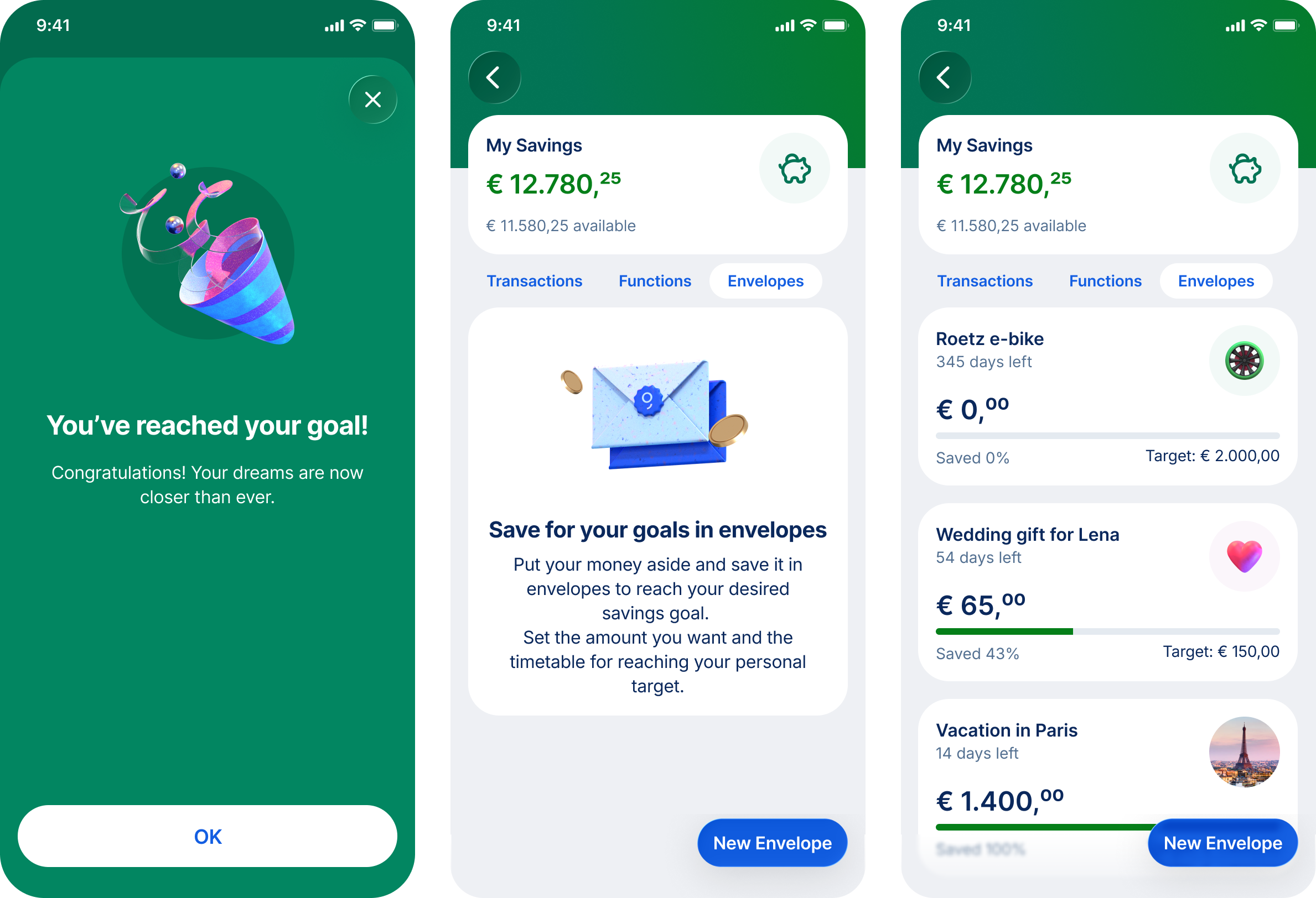 Redesigned Saving Goals feature