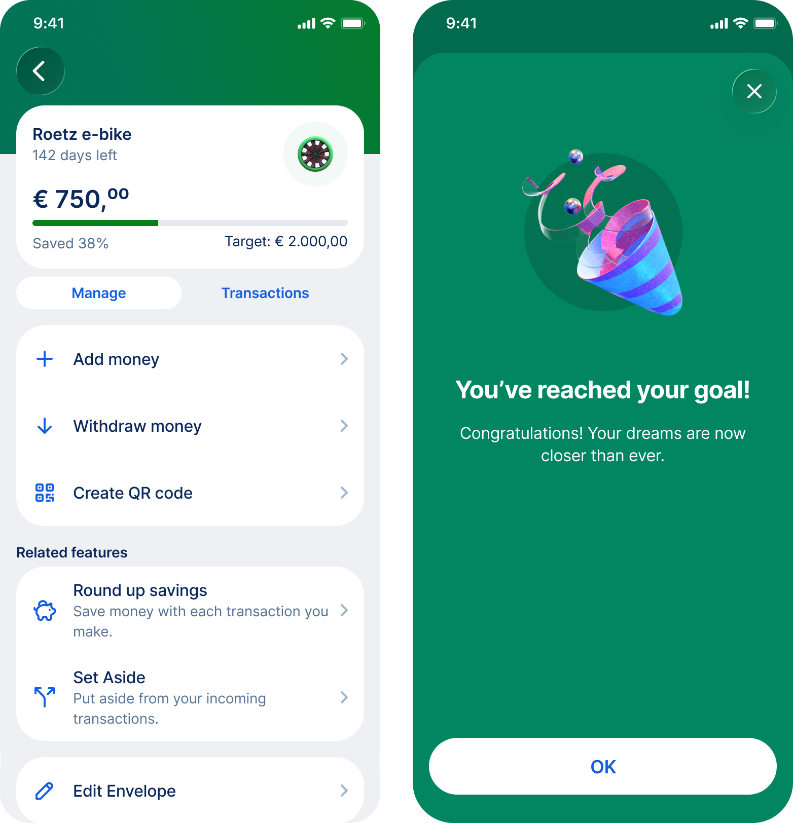 Saving Goals, cross-platform interface exploration
